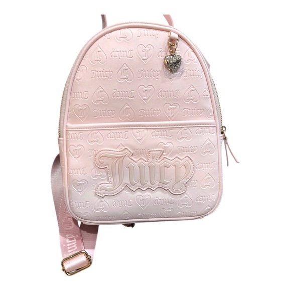 Juicy Couture baby pink powder blush upgrade U medium backpack with charm new - Picture 13 of 15